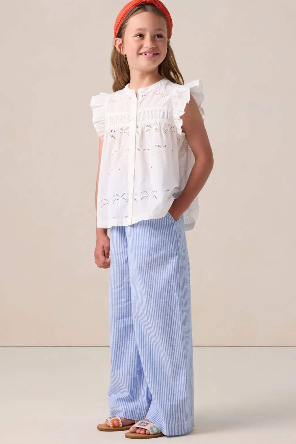 Witte blouse met palmboom print