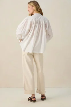 Witte blouse met pofmouwen