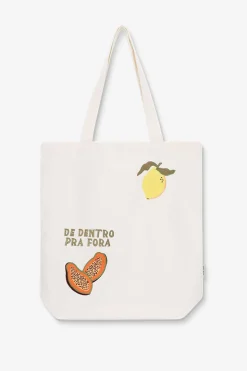 Witte canvas shopper met embroidery