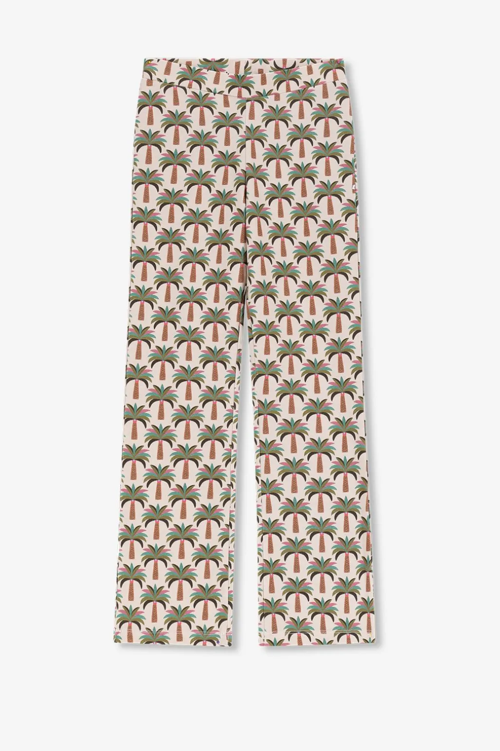 Witte flared legging met palmboom print