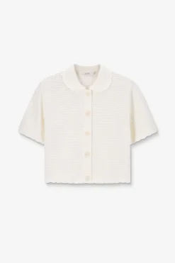 Witte gebreide polo