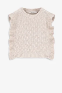 Witte gebreide spencer met ruffles