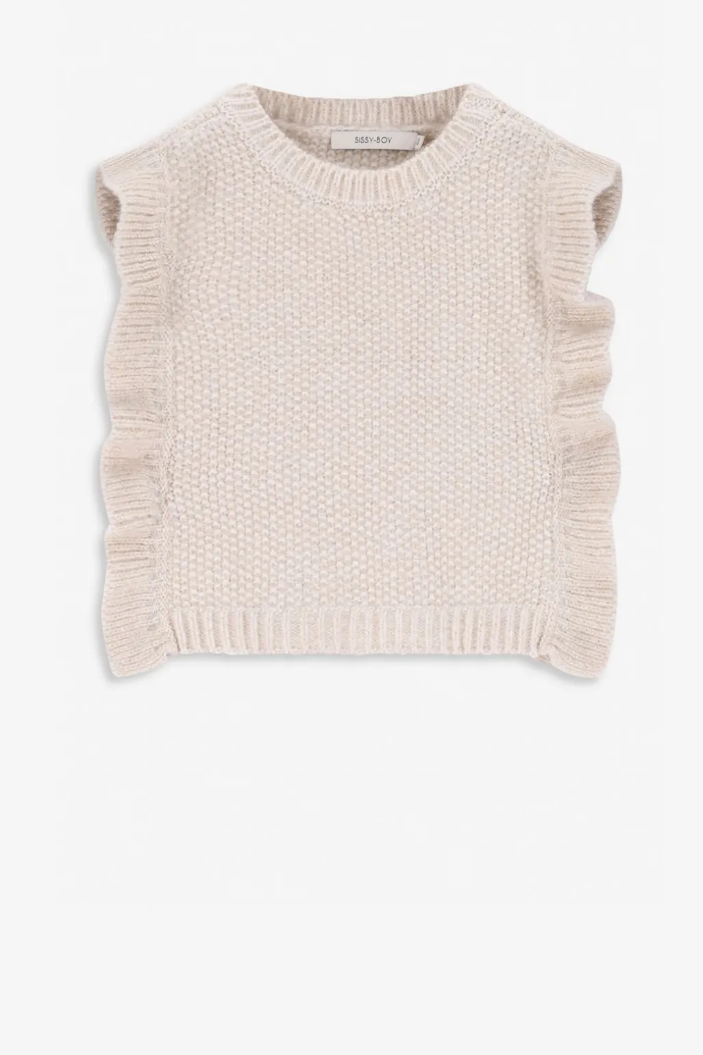 Witte gebreide spencer met ruffles