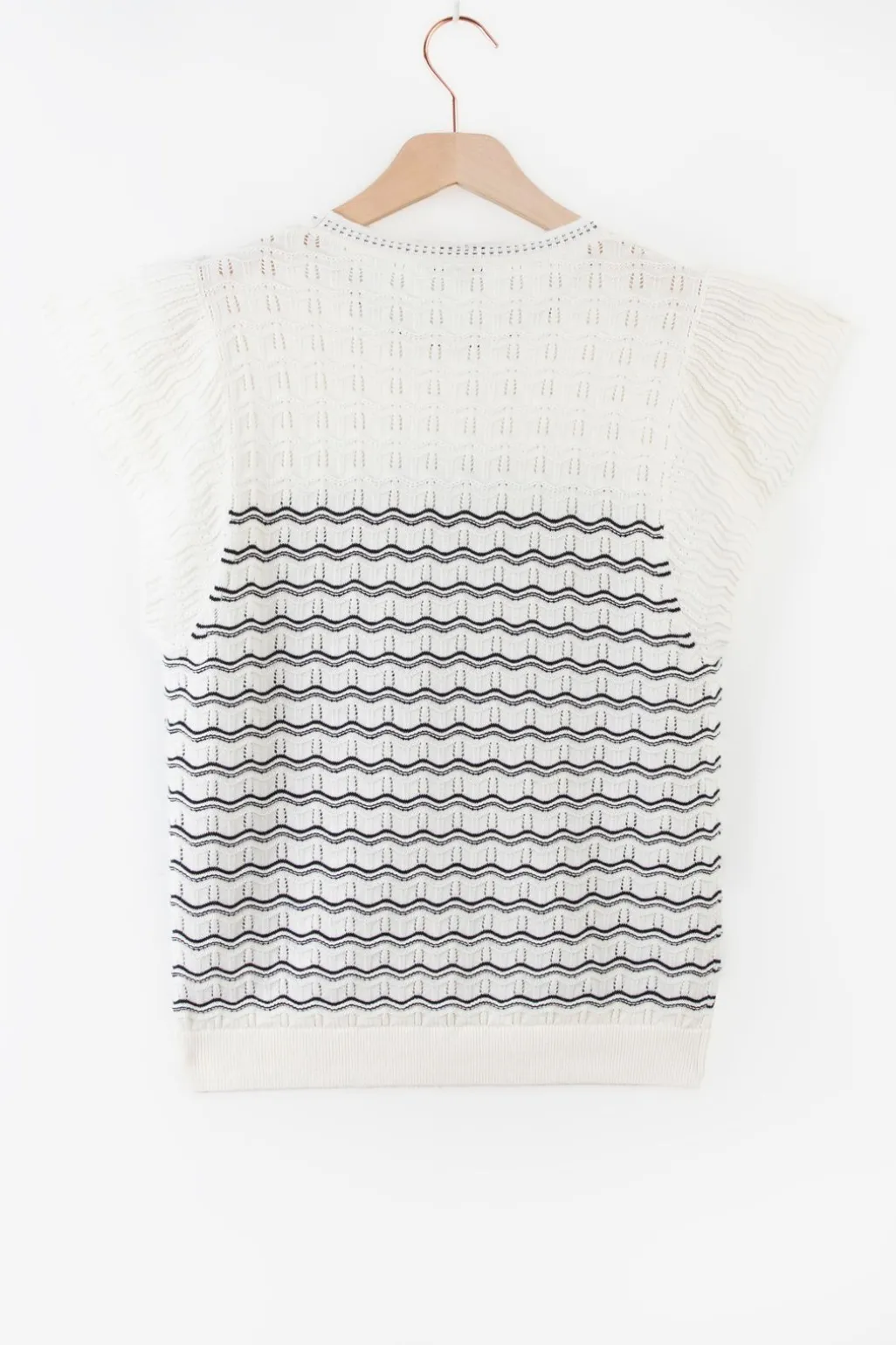 Witte gebreide top met strepen