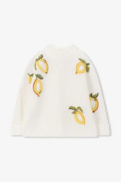 Witte gebreide trui met embroidery