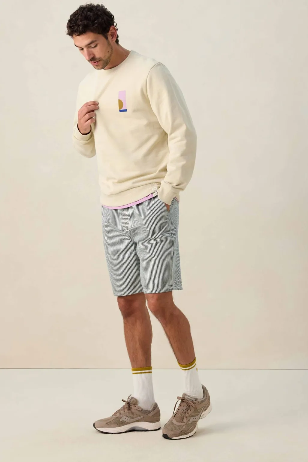 Witte gestreepte short