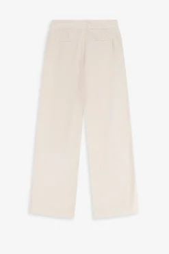 Witte high waist wide leg corduroy broek