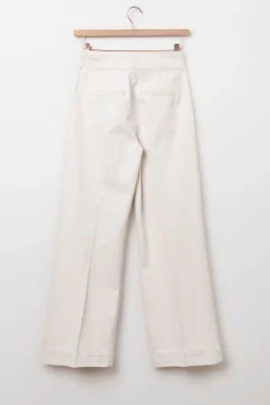 Witte high waist wide leg jeans met rits
