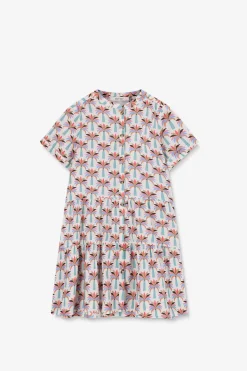 Witte jurk met palmboom print