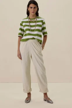 Witte mid waist wide leg corduroy broek