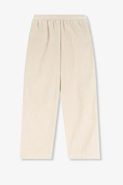 Witte mid waist wide leg corduroy broek