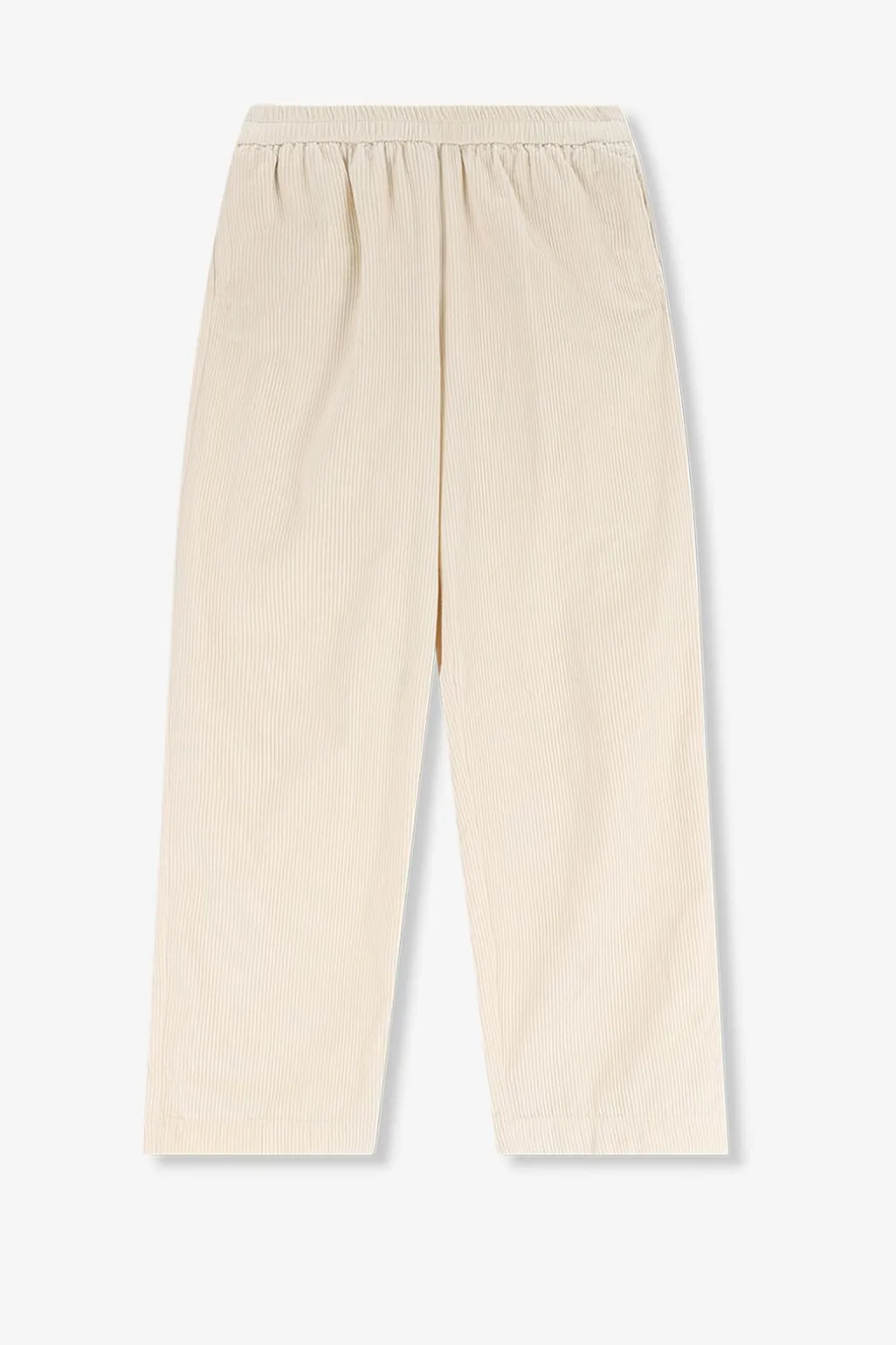 Witte mid waist wide leg corduroy broek