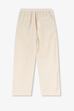 Witte mid waist wide leg corduroy broek