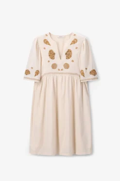 Witte midi jurk met embroidery