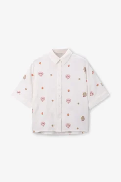 Witte mousseline blouse met embroidery