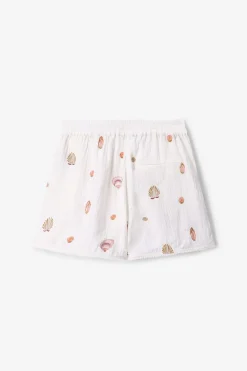Witte mousseline short met embroidery