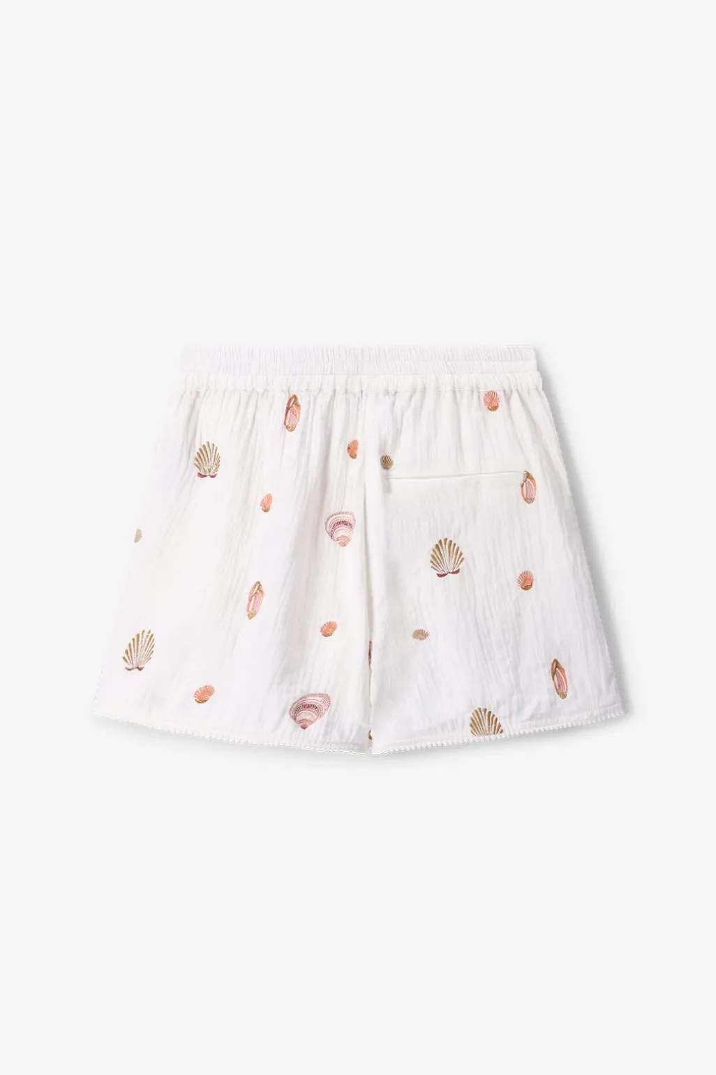 Witte mousseline short met embroidery