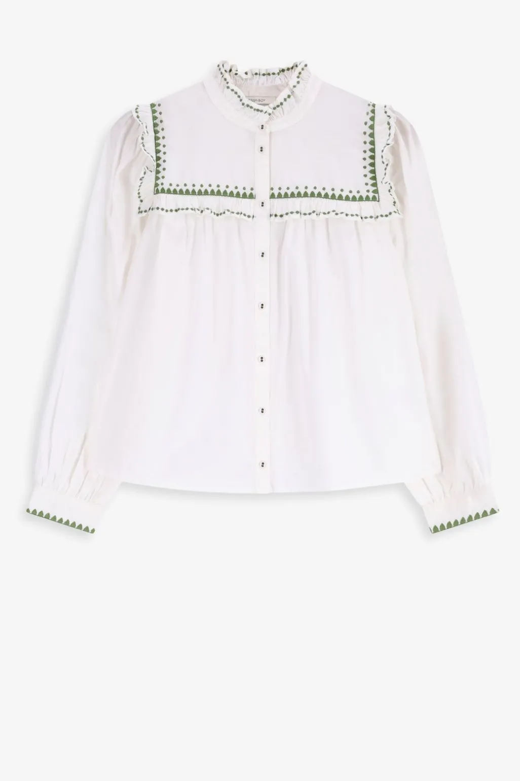Witte poplin blouse met borduurwerk