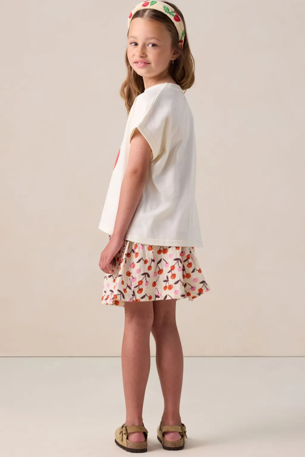 Witte rok met kersen print