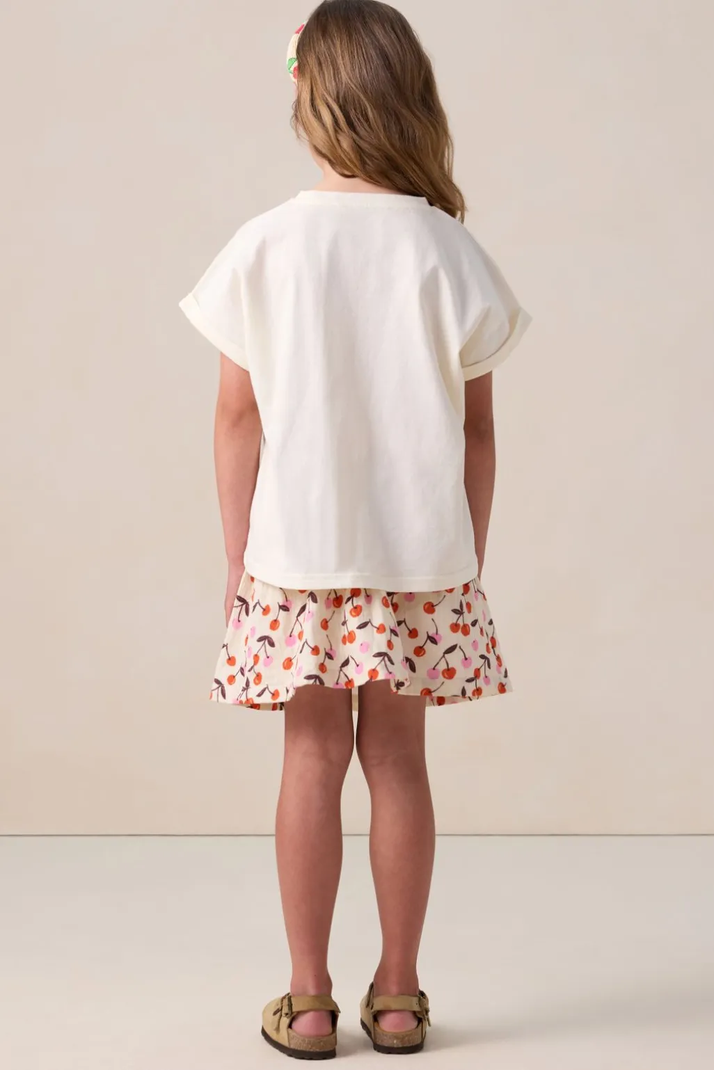 Witte rok met kersen print