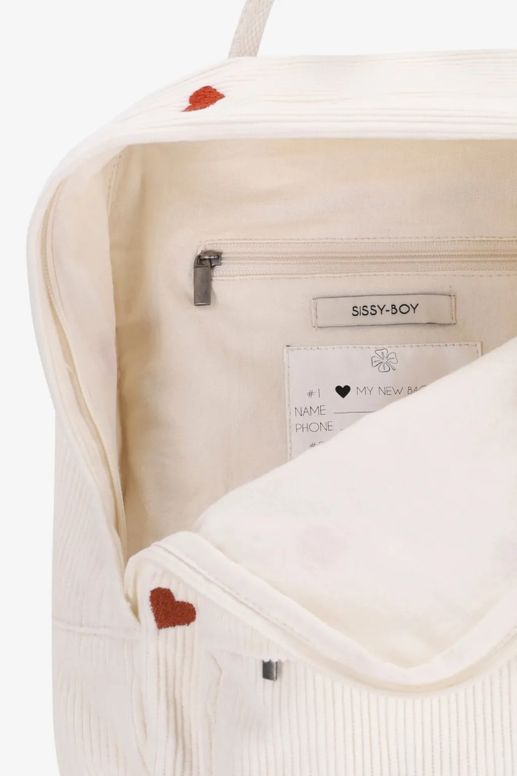 Witte rugzak met hartjes embroidery