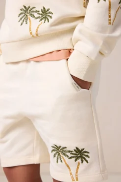 Witte short met palmboom