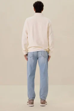 Witte sweater met rits en artwork