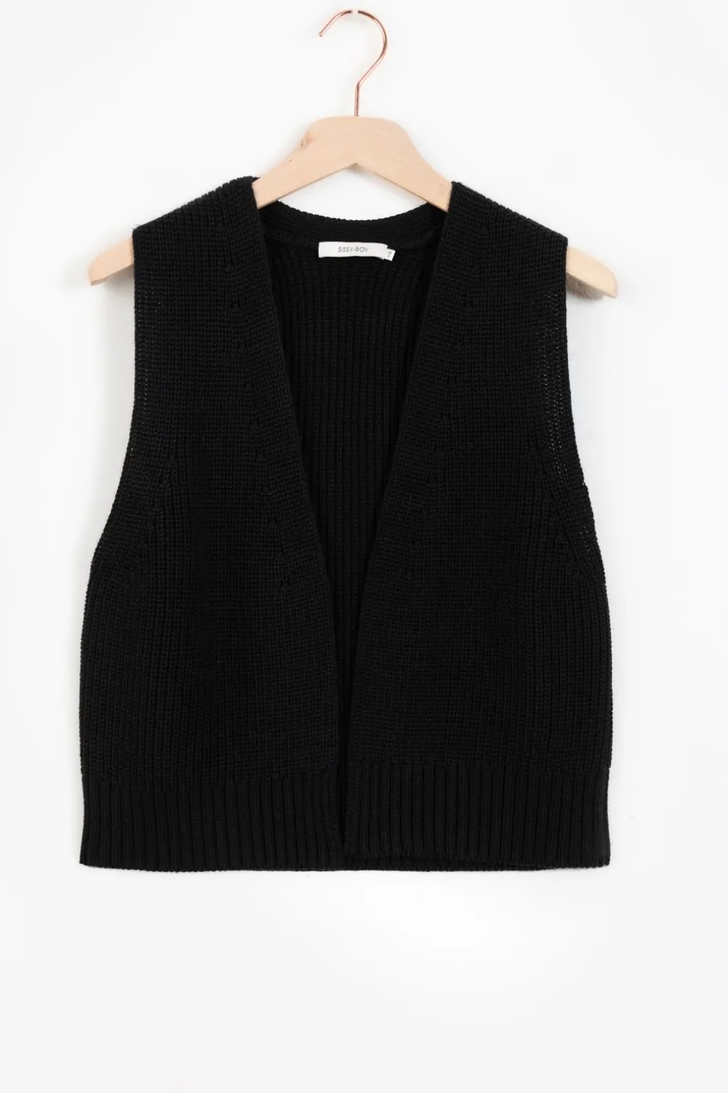 Zwart gebreid gilet