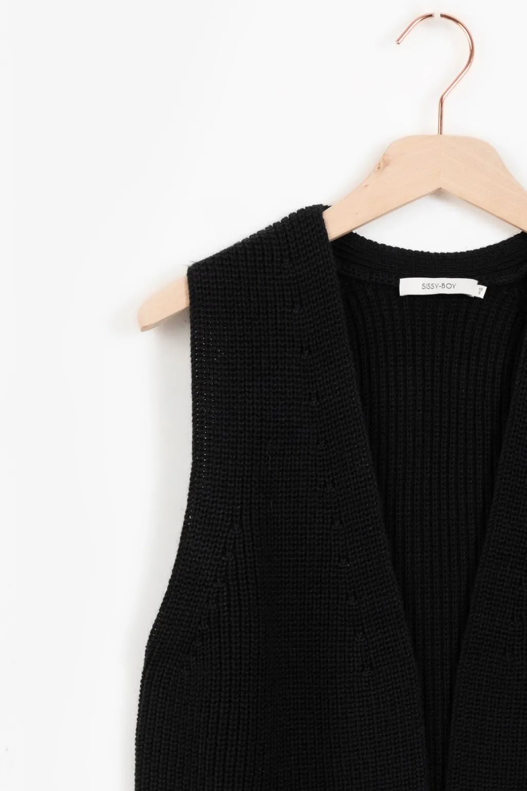 Zwart gebreid gilet