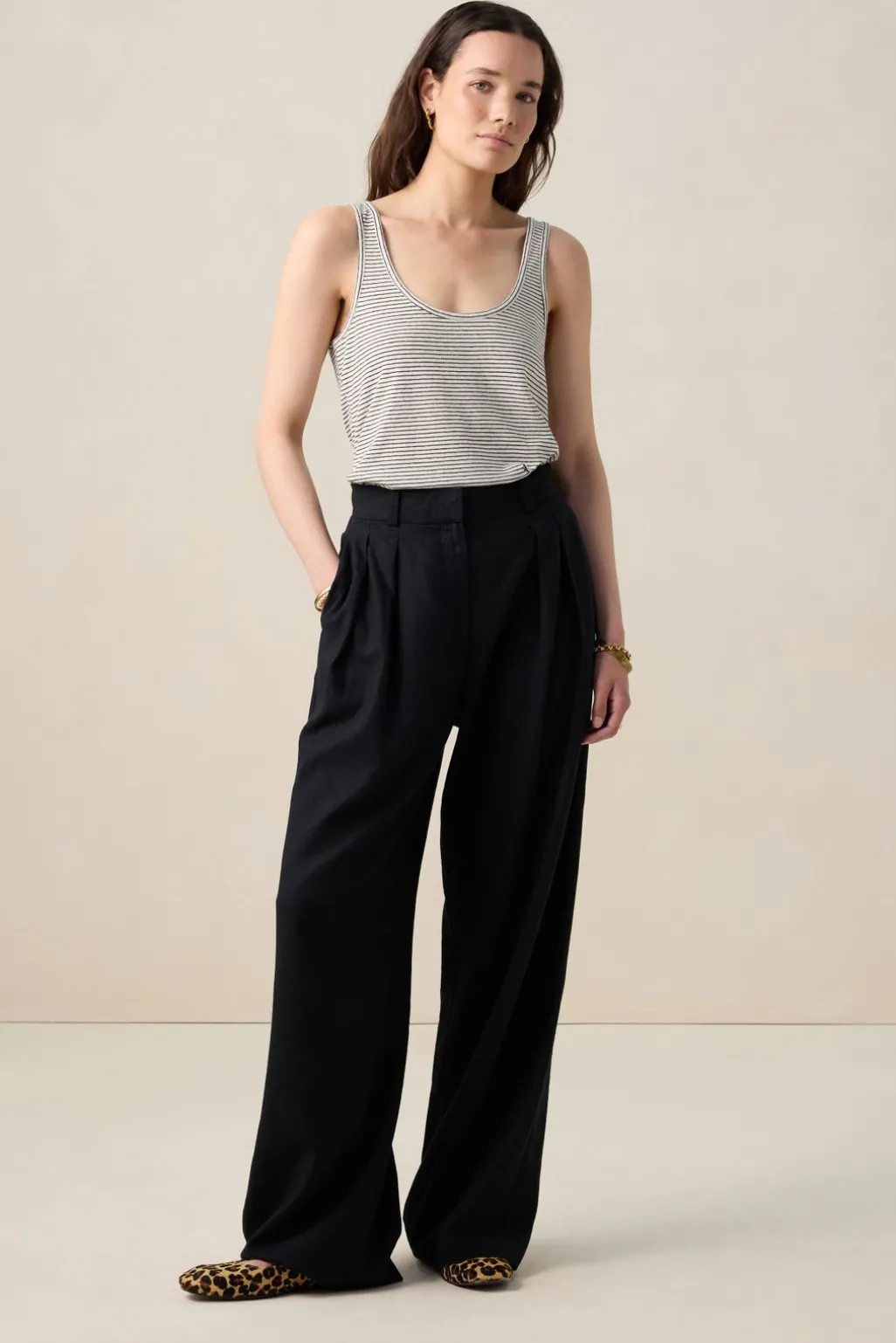 Zwart gestreept singlet