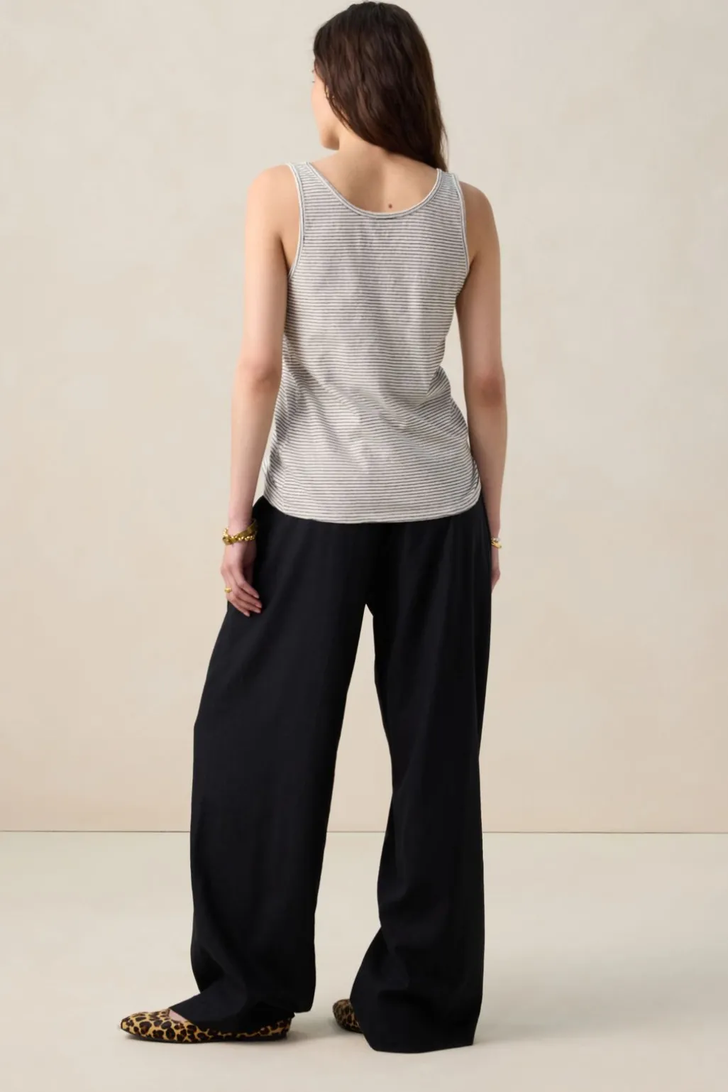 Zwart gestreept singlet