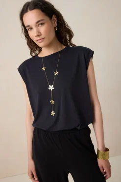 Zwart mouwloos T-shirt