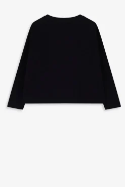 Zwart T-shirt met knoopdetail