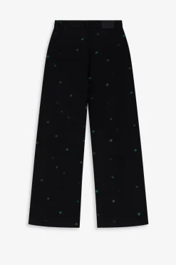 Zwarte high waist straight leg jeans met embroidery