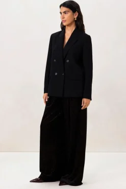 Zwarte high waist velvet broek met glitters