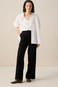 Zwarte high waist wide leg broek