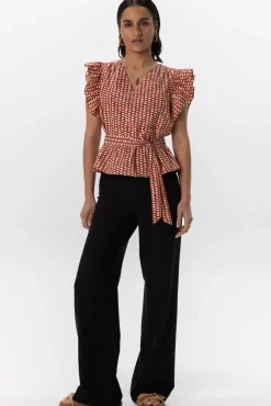 Zwarte high waist wide leg pantalon met rits