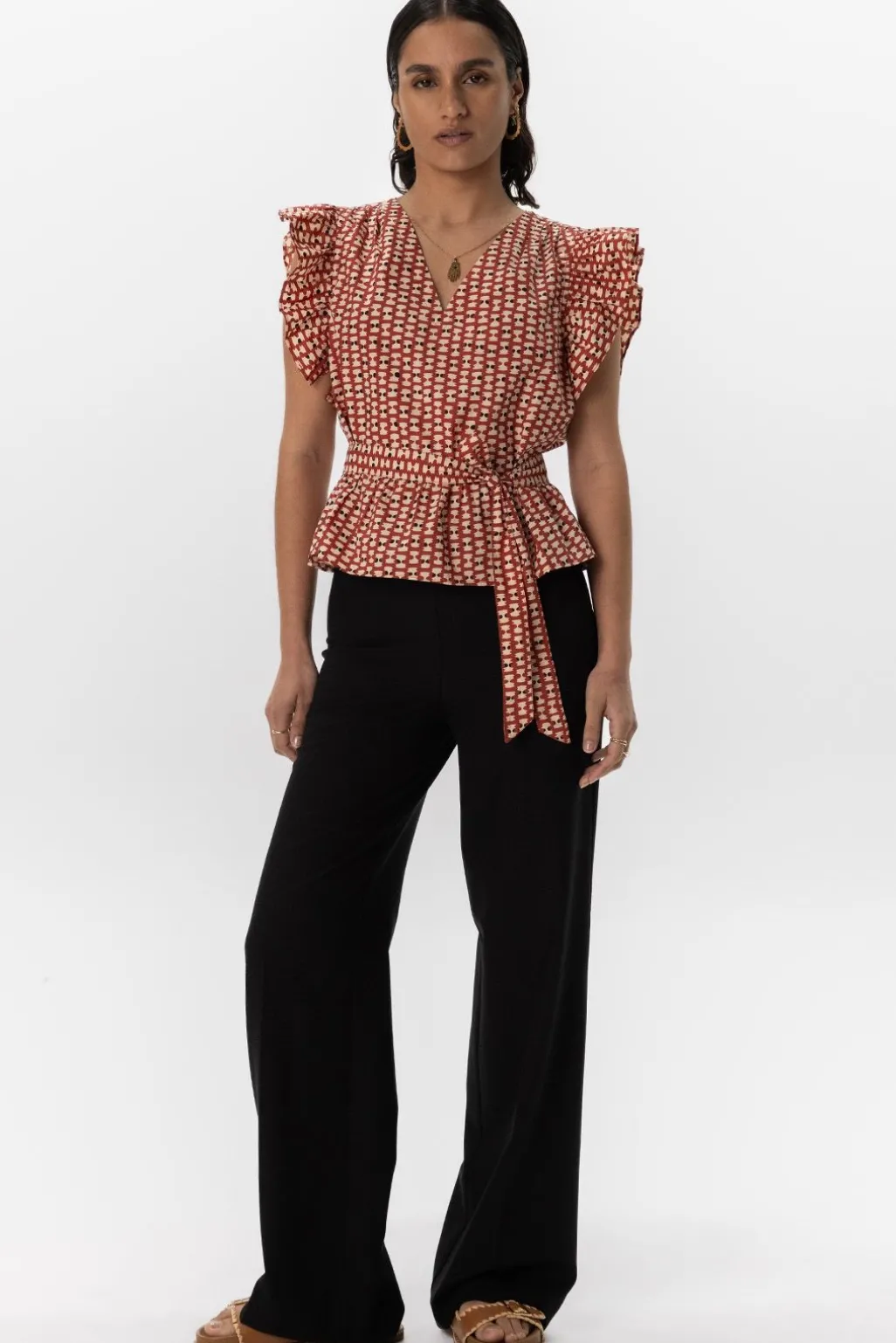 Zwarte high waist wide leg pantalon met rits