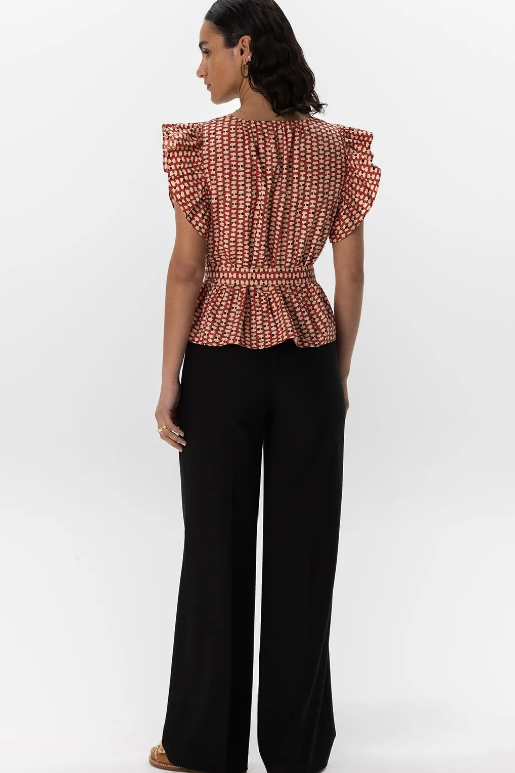 Zwarte high waist wide leg pantalon met rits