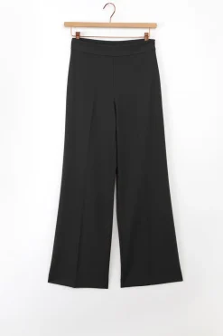 Zwarte high waist wide leg pantalon met rits