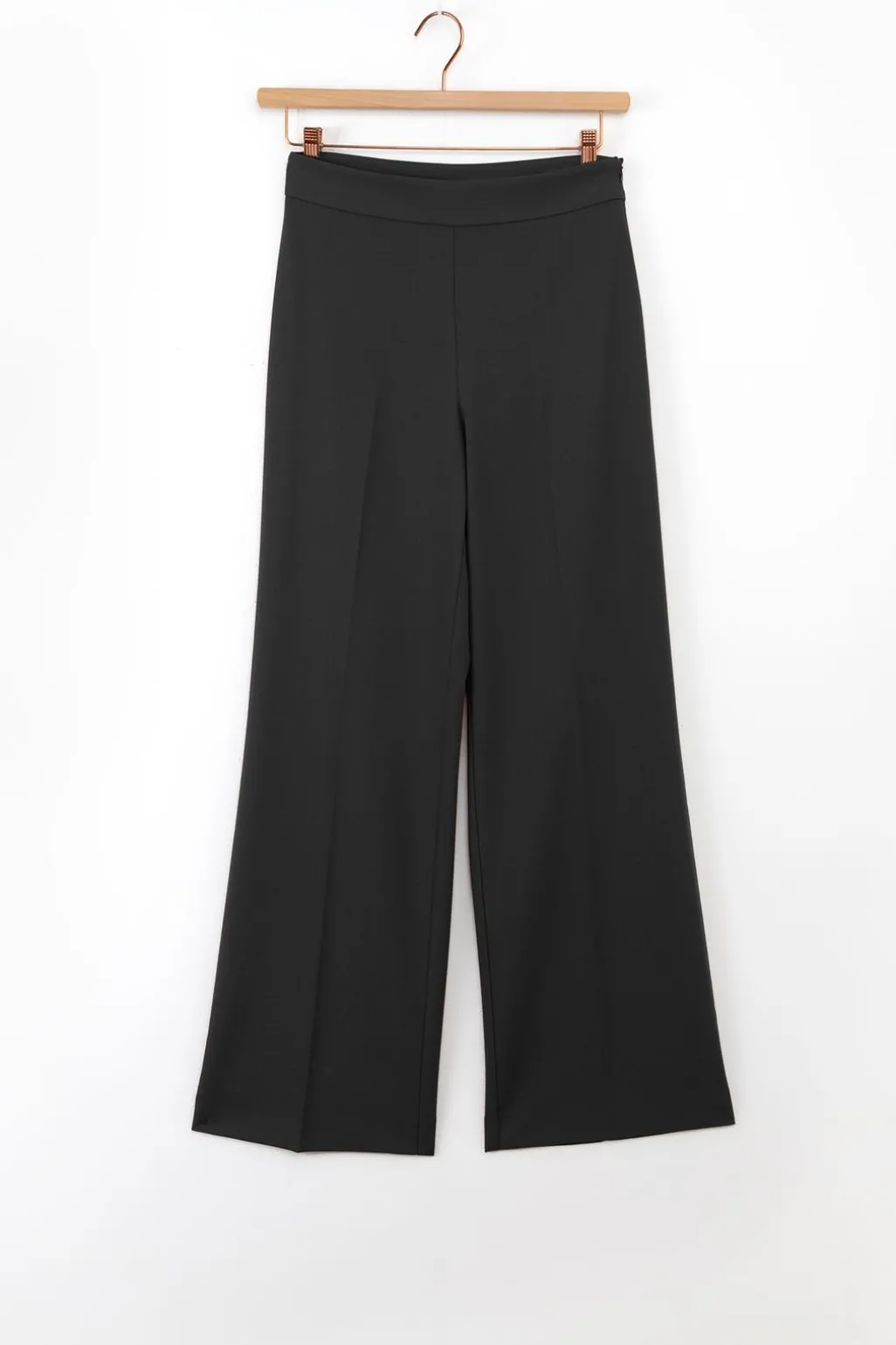 Zwarte high waist wide leg pantalon met rits
