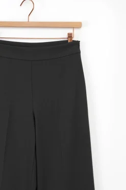 Zwarte high waist wide leg pantalon met rits