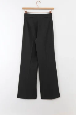 Zwarte high waist wide leg pantalon met rits