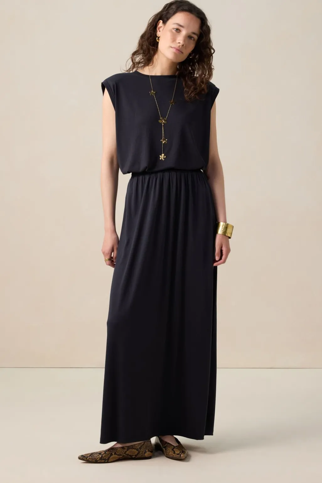 Zwarte jersey maxi rok