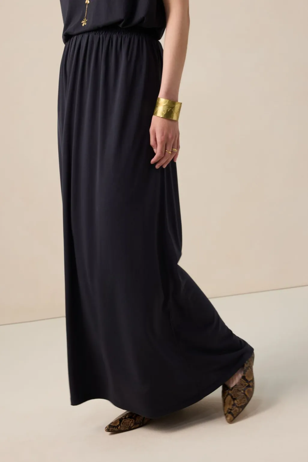 Zwarte jersey maxi rok
