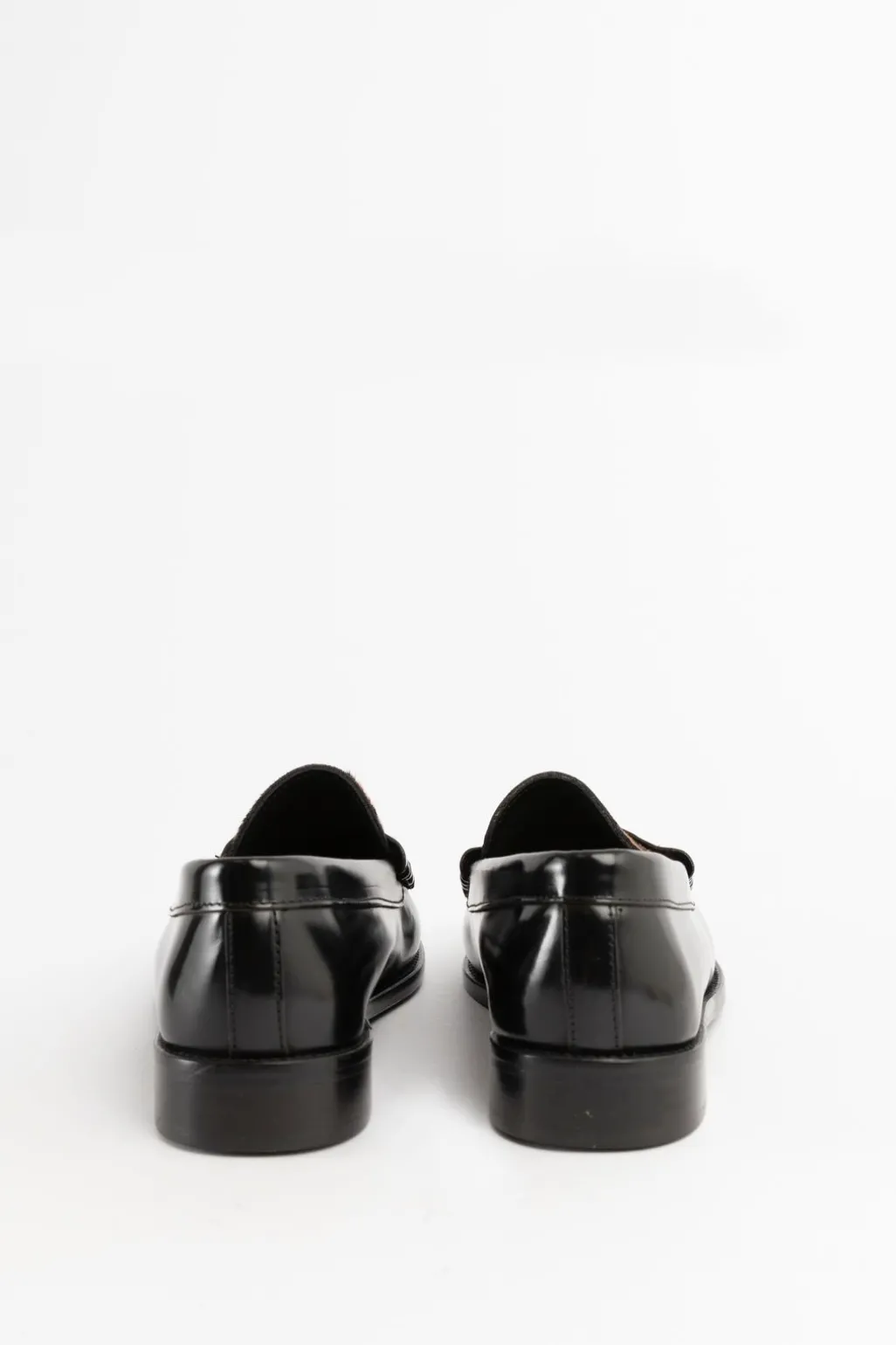 Zwarte leren loafer met leopard print