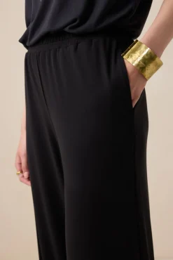 Zwarte mid waist jersey broek