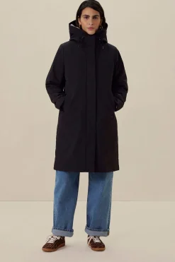 Zwarte parka met uitneembare faux fur voering