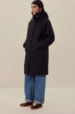 Zwarte parka met uitneembare faux fur voering