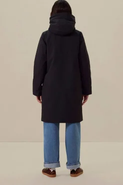 Zwarte parka met uitneembare faux fur voering